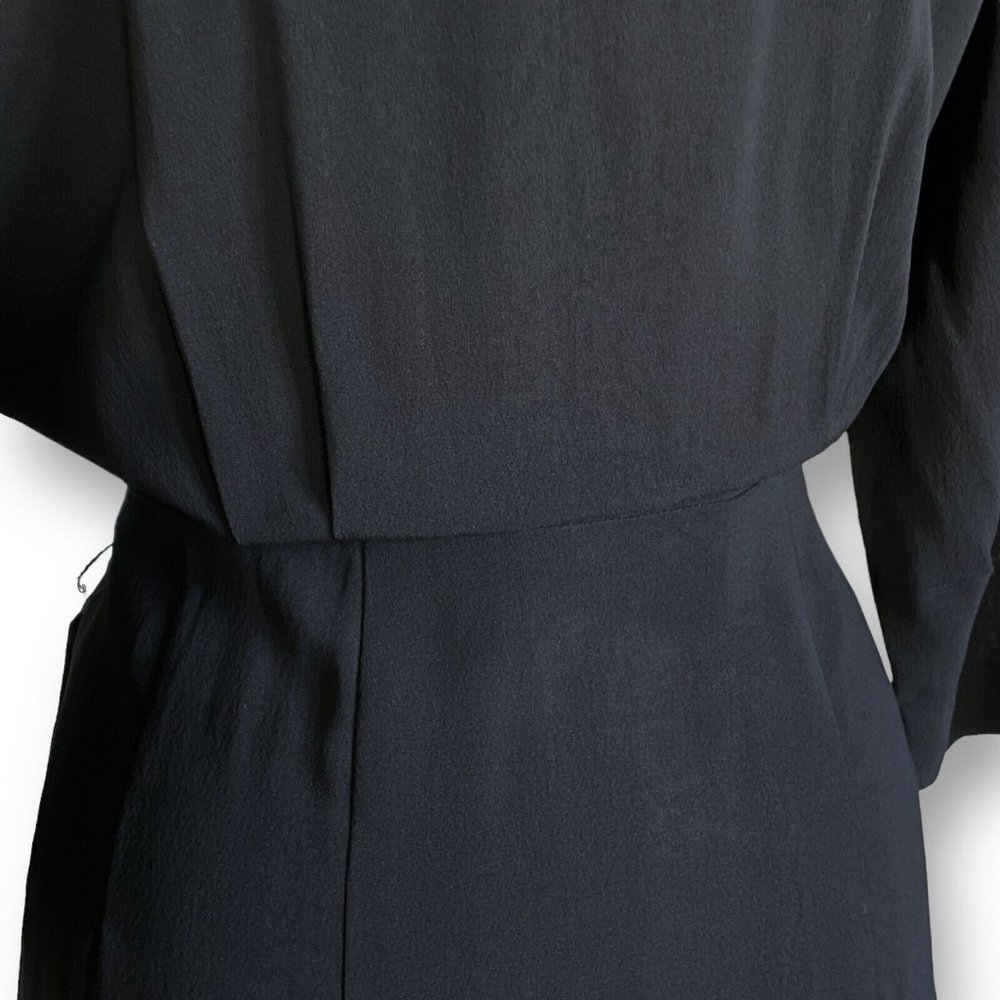 Vintage 40s Womens Dress Volup 32" Waist Black Rayon Femme Fatale Vamp Witchcore - Picture 15 of 16